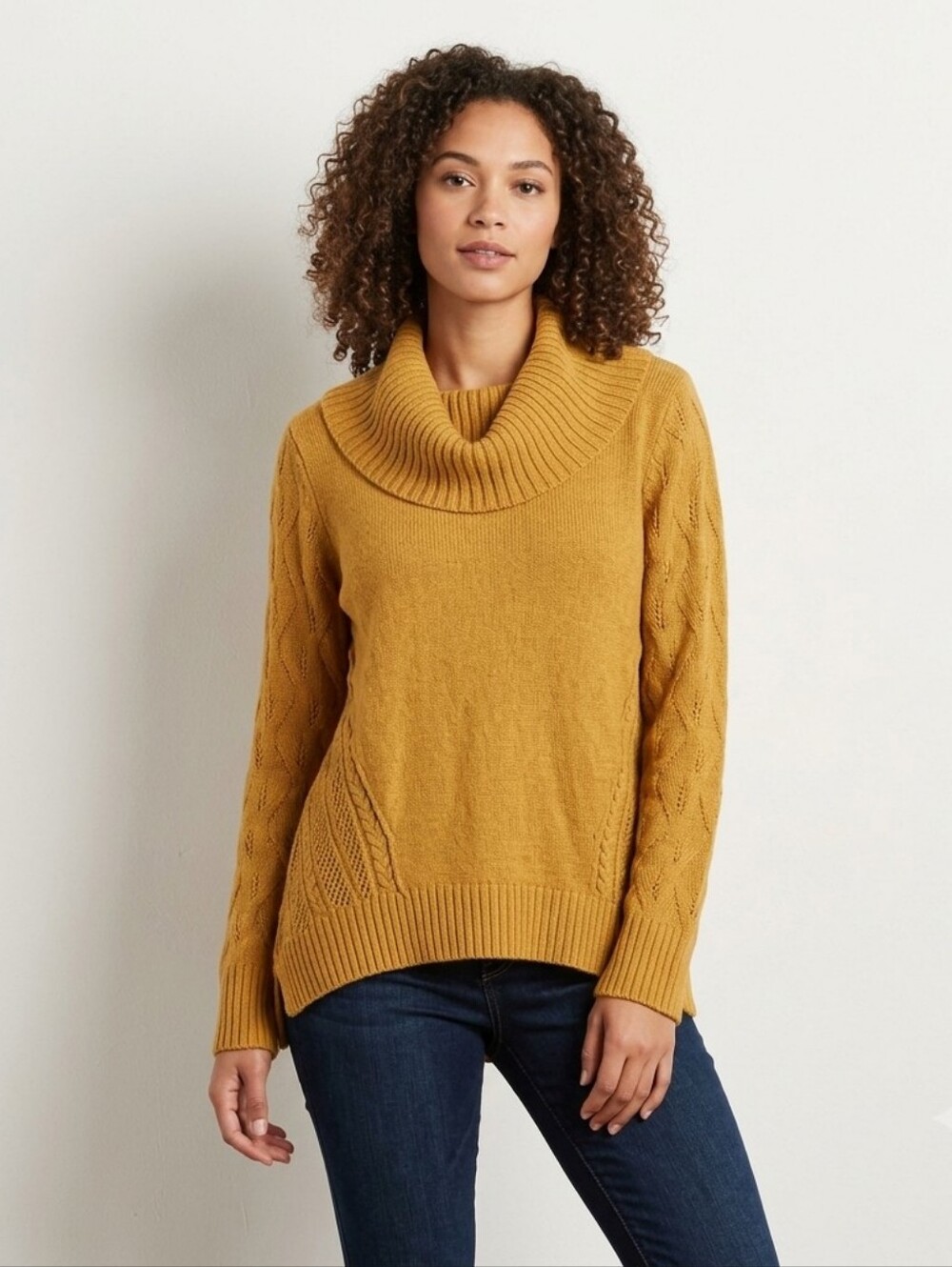 Style & Co. Women’s Mustard Ribbed Turtleneck Sweater